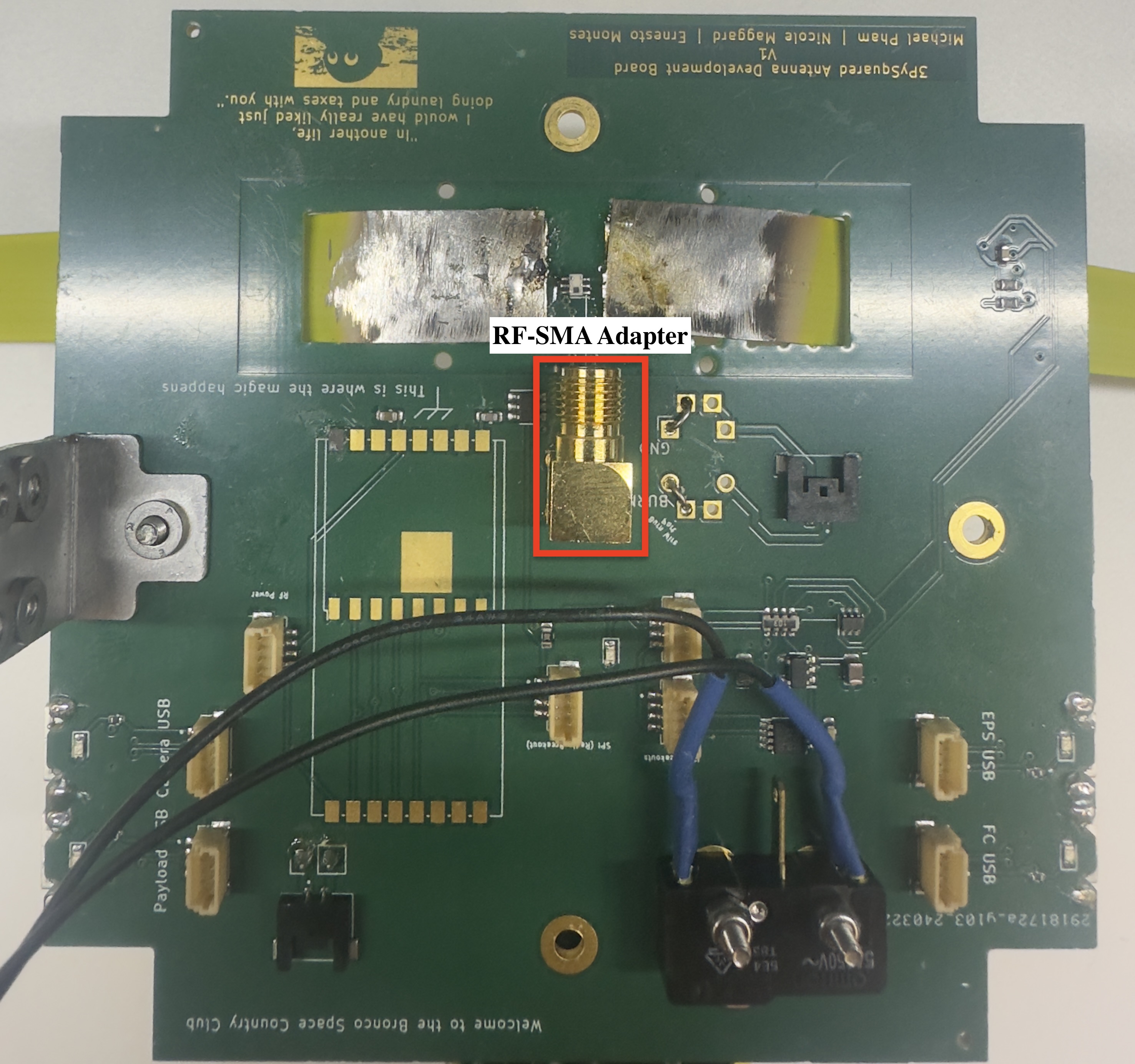 Figure 5.7 Soldered RFSMA Adapter facing the direction of the Balun.