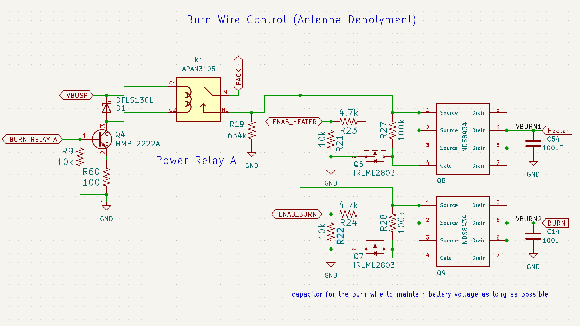 Burn Wire and Battery Heater Circuits