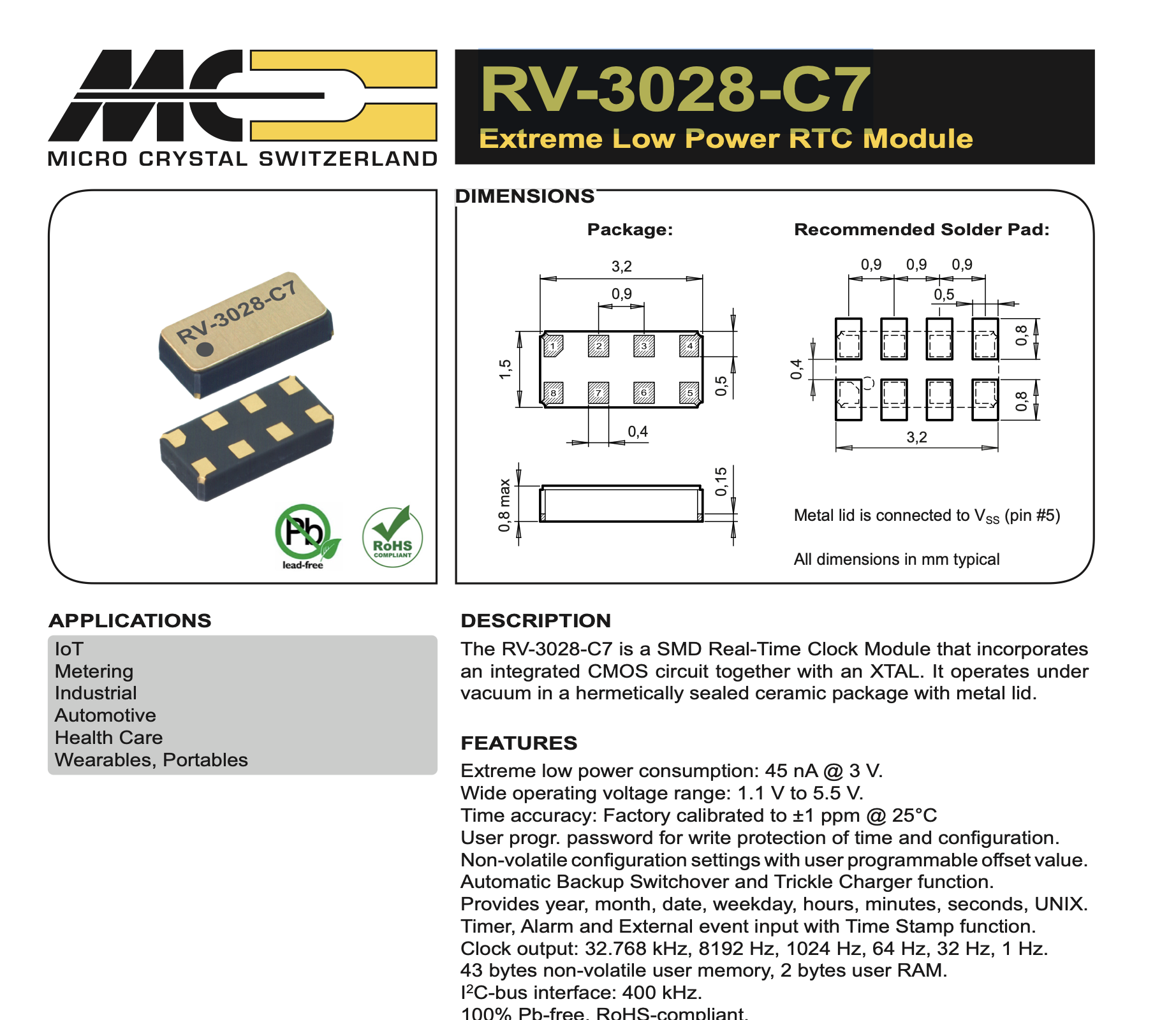 RTC Spec Sheet